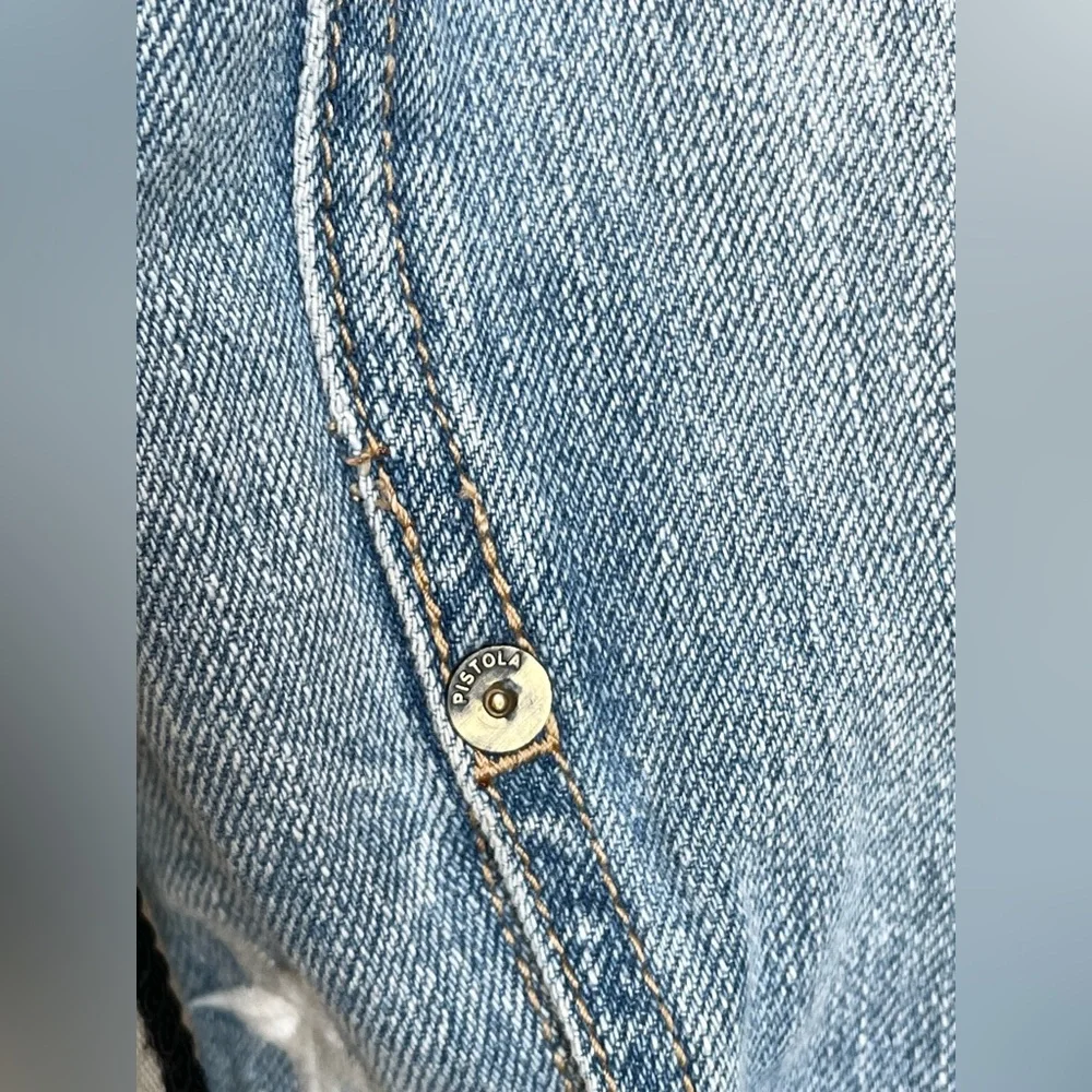 Pistola Brando Star Embroidery Cropped Denim Jacket Zodiac Wash - S